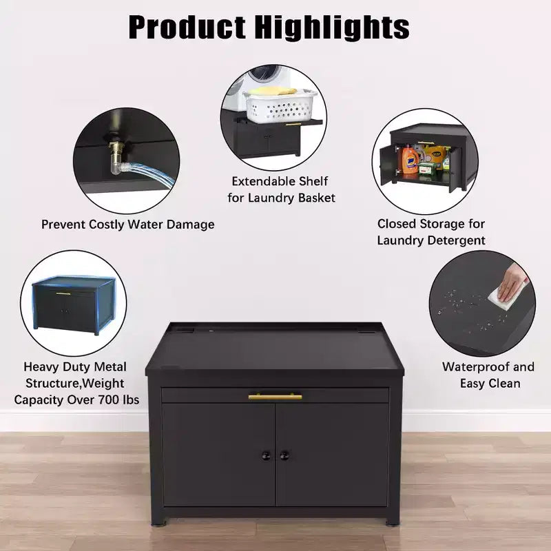 Black / White Heavy-Duty Metal Washer & Dryer Pedestal Stand ¨C Single Unit, Anti-Vibration