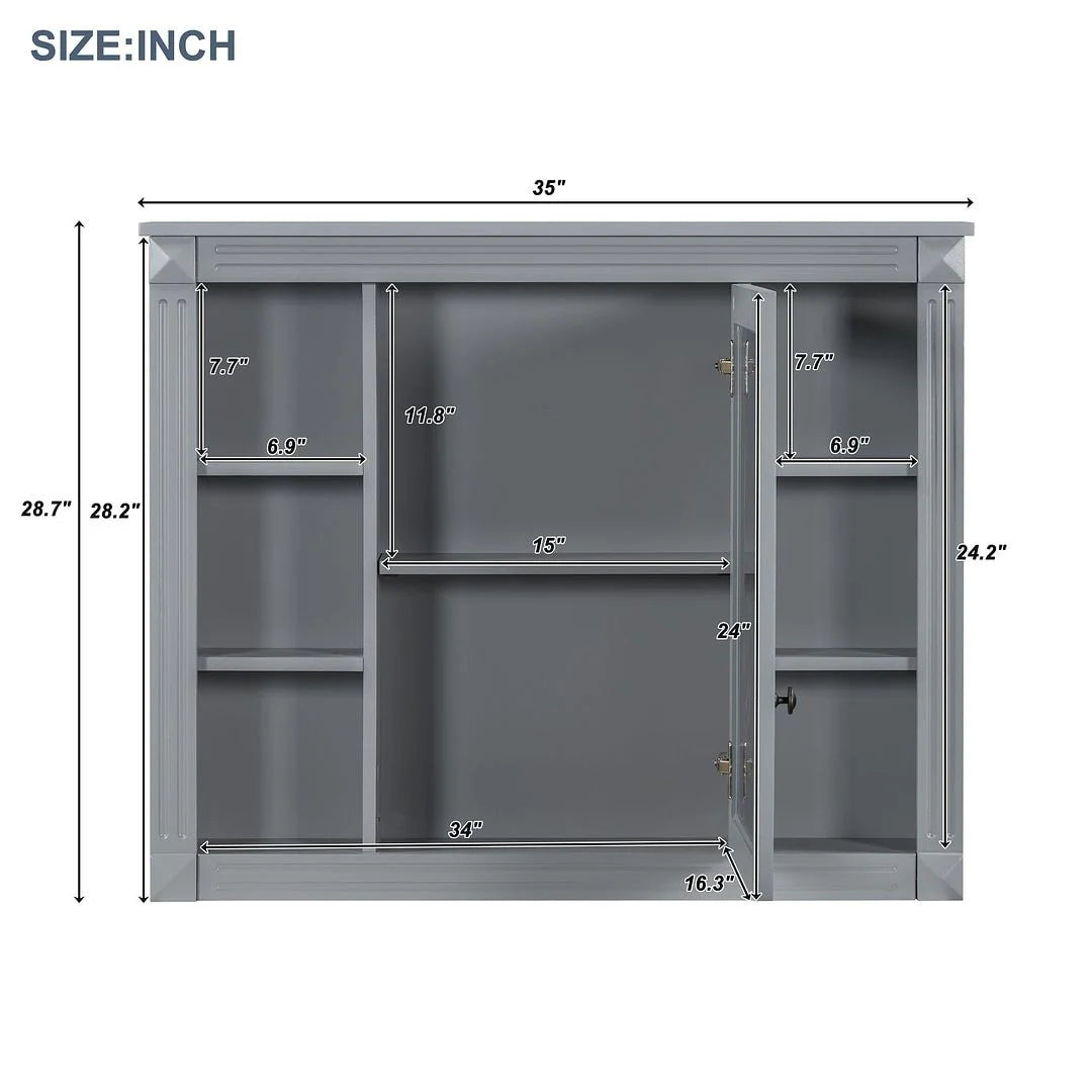 36'' Modern Bathroom Vanity with Top Sink and Mirror Cabinet,2 Doors and 2 Drawers