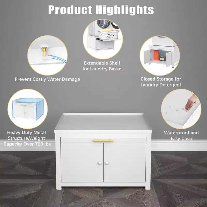 Black / White Heavy-Duty Metal Washer & Dryer Pedestal Stand ¨C Single Unit, Anti-Vibration