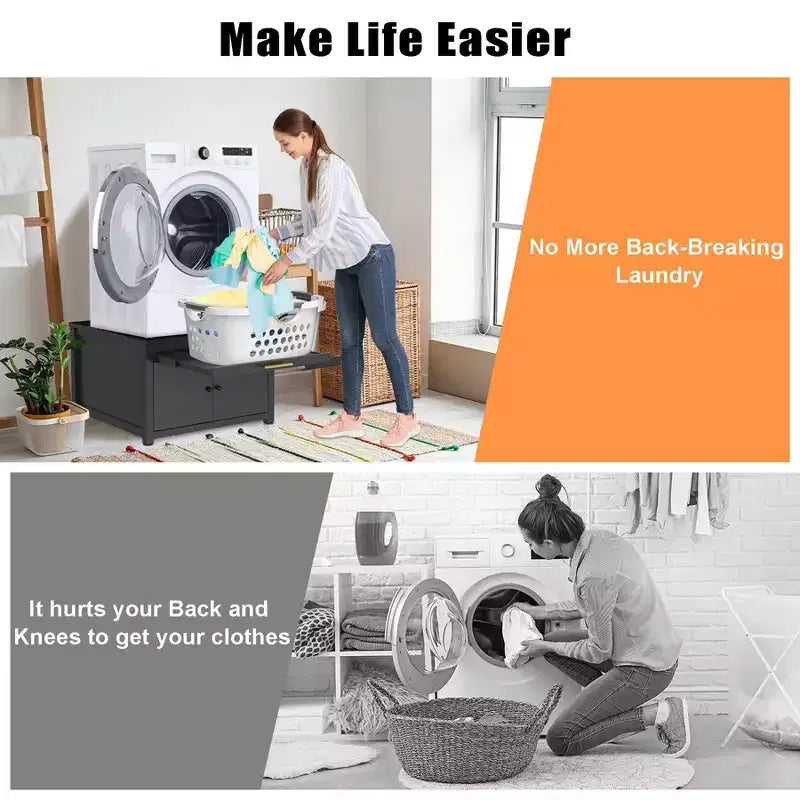 Black / White Heavy-Duty Metal Washer & Dryer Pedestal Stand ¨C Single Unit, Anti-Vibration