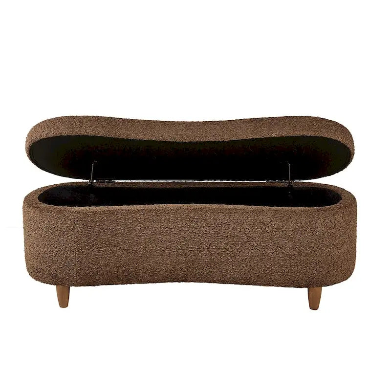 INK+IVY Bailey Taupe Boucle Flip Top Storage Bench