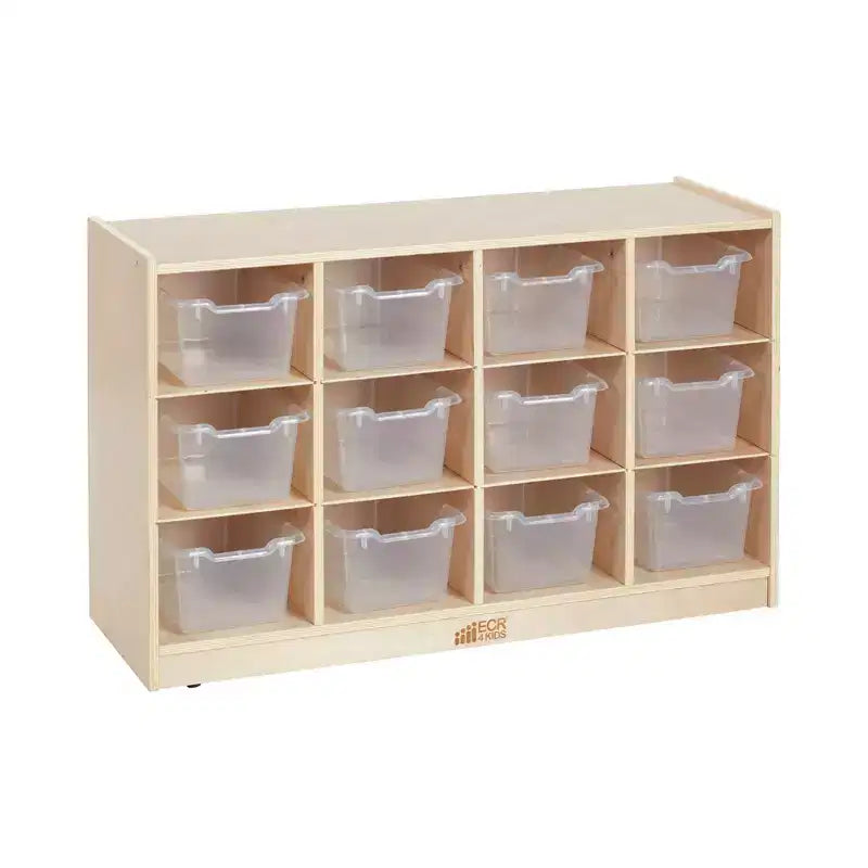 Cubby Mobile Tray Cabinet and 15 Scoop Front Bins, 3x4, Kids Furniture