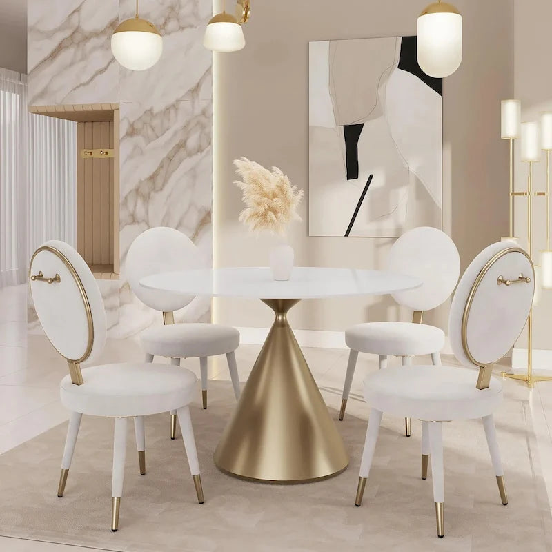 Morden Fort Modern Luxury 5- Piece Round Dining Table and Chair Set