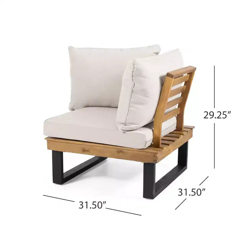 L-shape Outdoor Sectional Sofa Set Patio Leisure Lounge Set Garden Conversation Seating Set with Coffee Table & Water Resistant Cushion - ModernLuxe