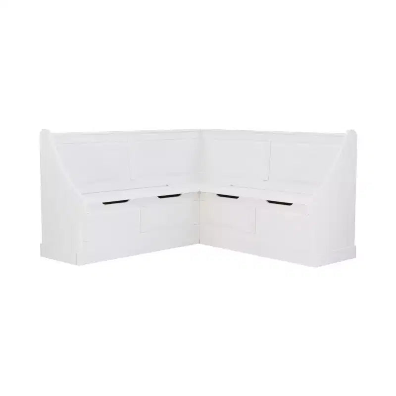 Tobin Traditional Solid Wood Backless Storage Corner Nook Breakfast Bench Cushion White - Linon