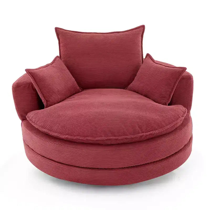360 Swivel Accent Chair, Barrel Chair Swivel Round Sofa Chair with Cushion for Living Room