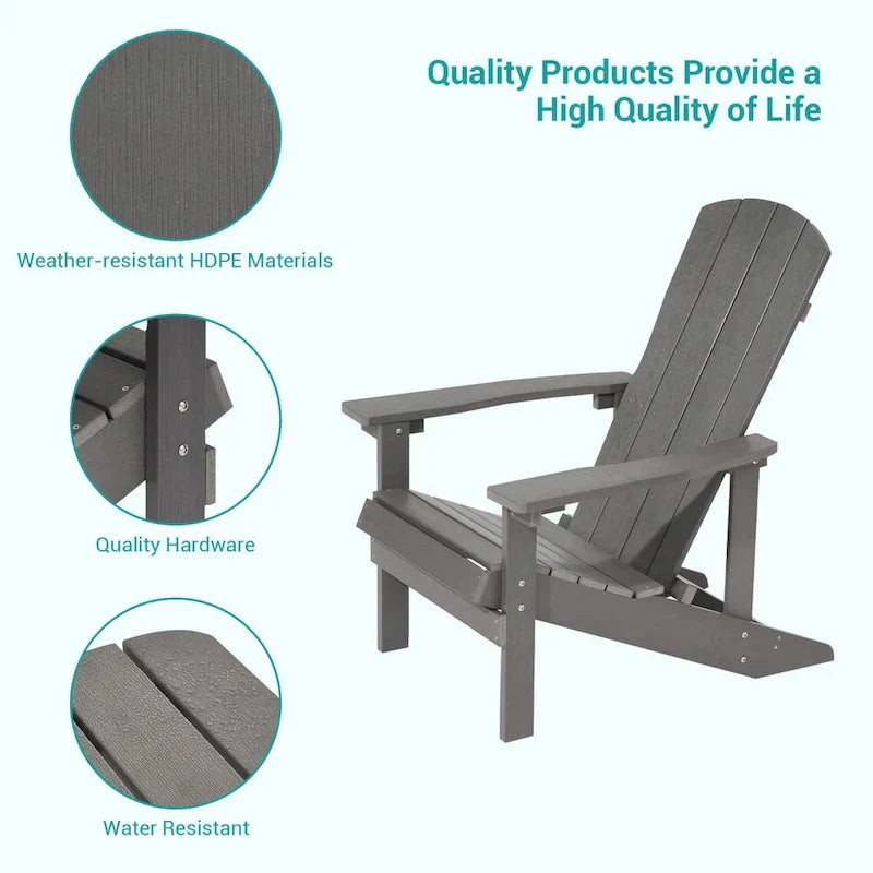 Bonosuki Weather-resistant Wood Outdoor Adirondack Chairs-Set of 4